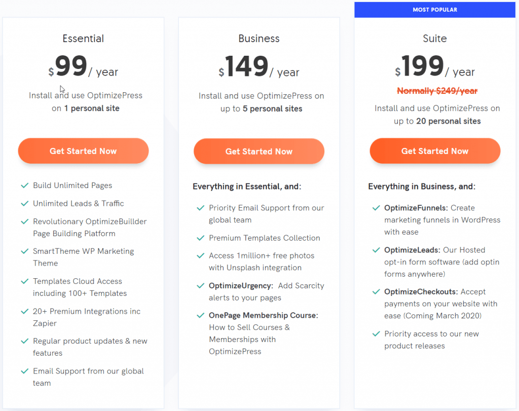 OptimizePress Review - Pricing Plans