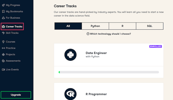 DataCamp Career Tracks