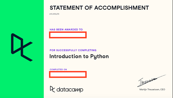 DataCamp Statement of Accomplishment