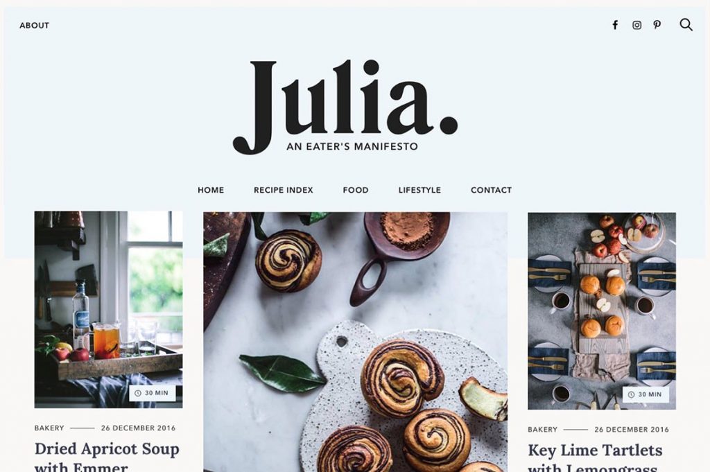 Julia A Delightful WordPress Food Blog Theme