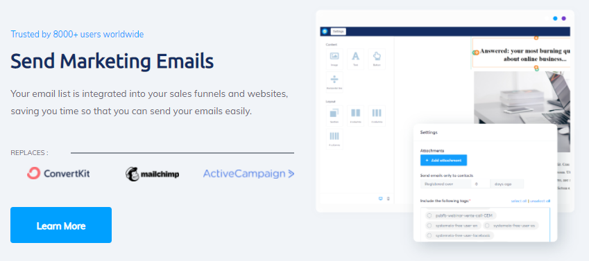 systeme.io’s features for email marketing