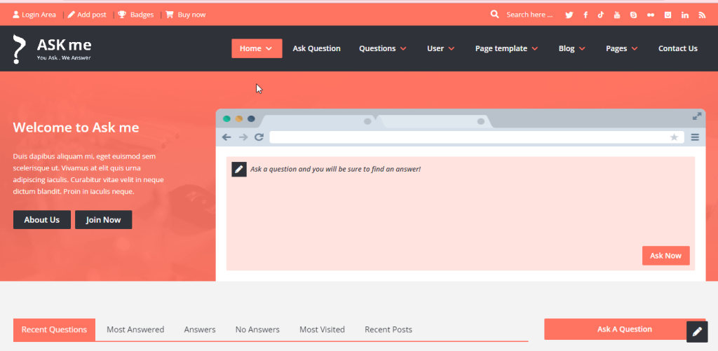 ask me theme wordpress forum template