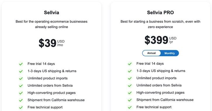 Sellvia review pricing